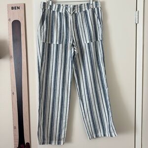 Sonoma White and Blue Striped Linen Pants